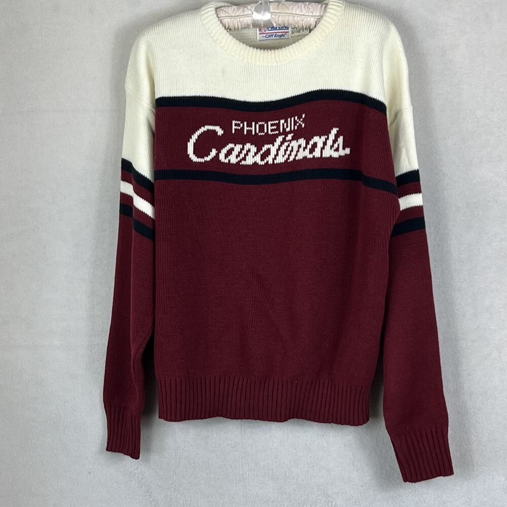 NFL Pro Line Phoenix Cardinals Sweater Men's X Large Wool Blend Burgundy & White